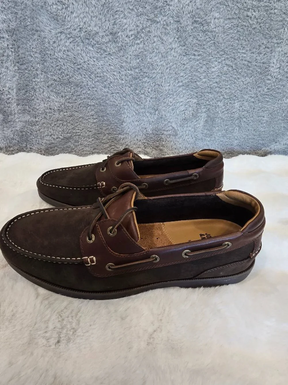 Johnston & Murphy Ventura 2-Eye Boat Shoe Dark Brown Mahogany Leather Sizes